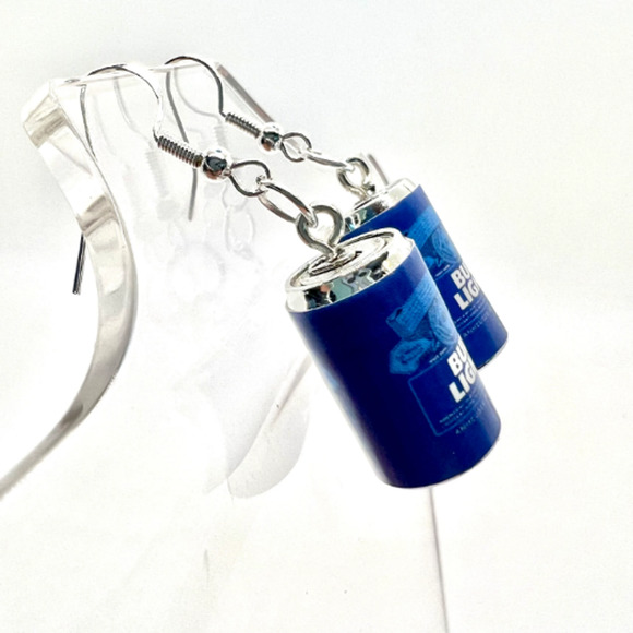 Bud Light Earrings - Beer Can Earrings - Alcohol Drink Earrings - Picture 7 of 10